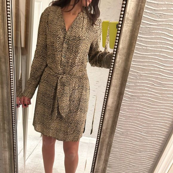 Mara Hoffman Silk Leopard Print Button Down Open Back T-Shirt Dress - Picture 2 of 9